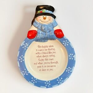 Vintage 1980s Christmas Snowman Cookie Treat Sharing Plate Wall Decor 12"